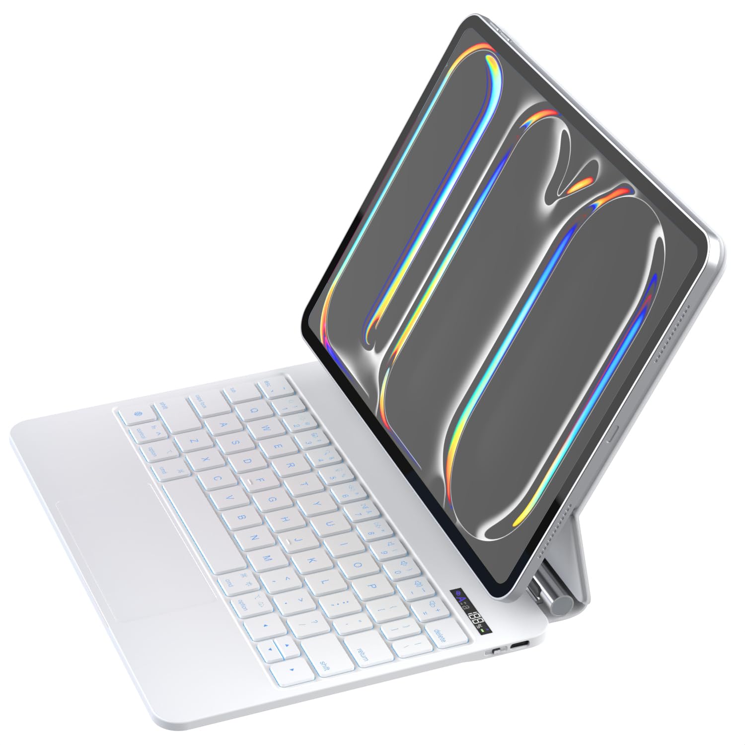Zenlu Ipad Pro 11 M4 2024 Case With Keyboard White, Magic Style Keyboard, Multi Touch Trackpad, Floating Cantilever Stand, Smart
