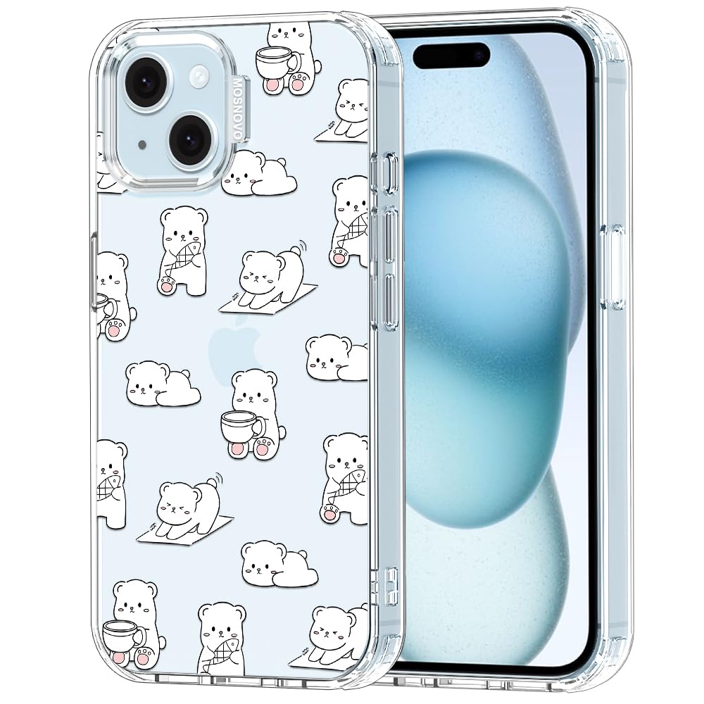 MOSNOVO for iPhone 15 Case, Shockproof Military-Grade Protection 6.6ft Drop Tested, Clear Phone Case for iPhone 15, Cozy Bear Da