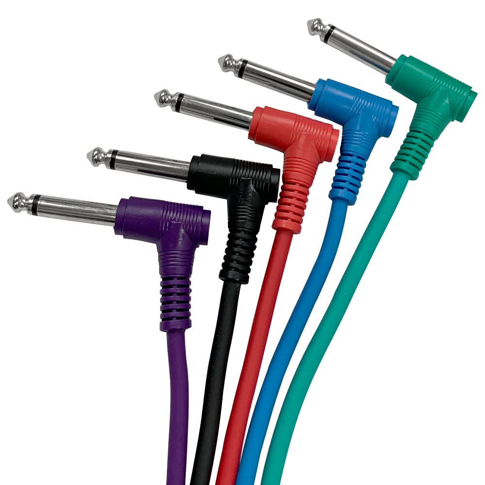 Seismic Audio Speakers     Ts Right Angle Patch Cables, Multi Colored Guitar Cables, 1.5 Feet, Pack Of 10
