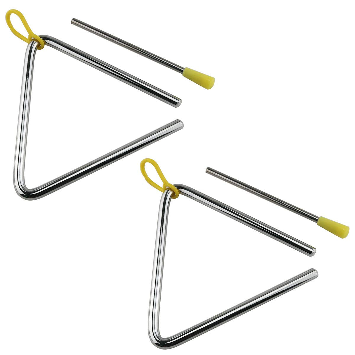 E-Outstanding Rhythm Steel Triangle 2Pcs 5 Inch Musical Steel Triangles Percussion Instruments With Strikers