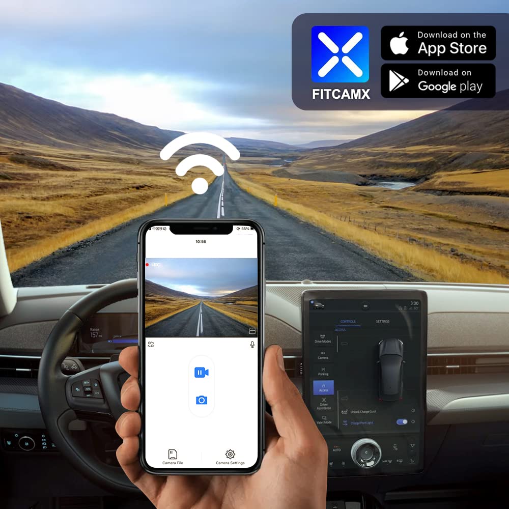 Fitcamx 4K Dash Cam Suitable For Ford Mustang Mach E 2021 2022 2023 Gt Select Premium, Integrated Oem Style, 2160P Uhd Video, Bu