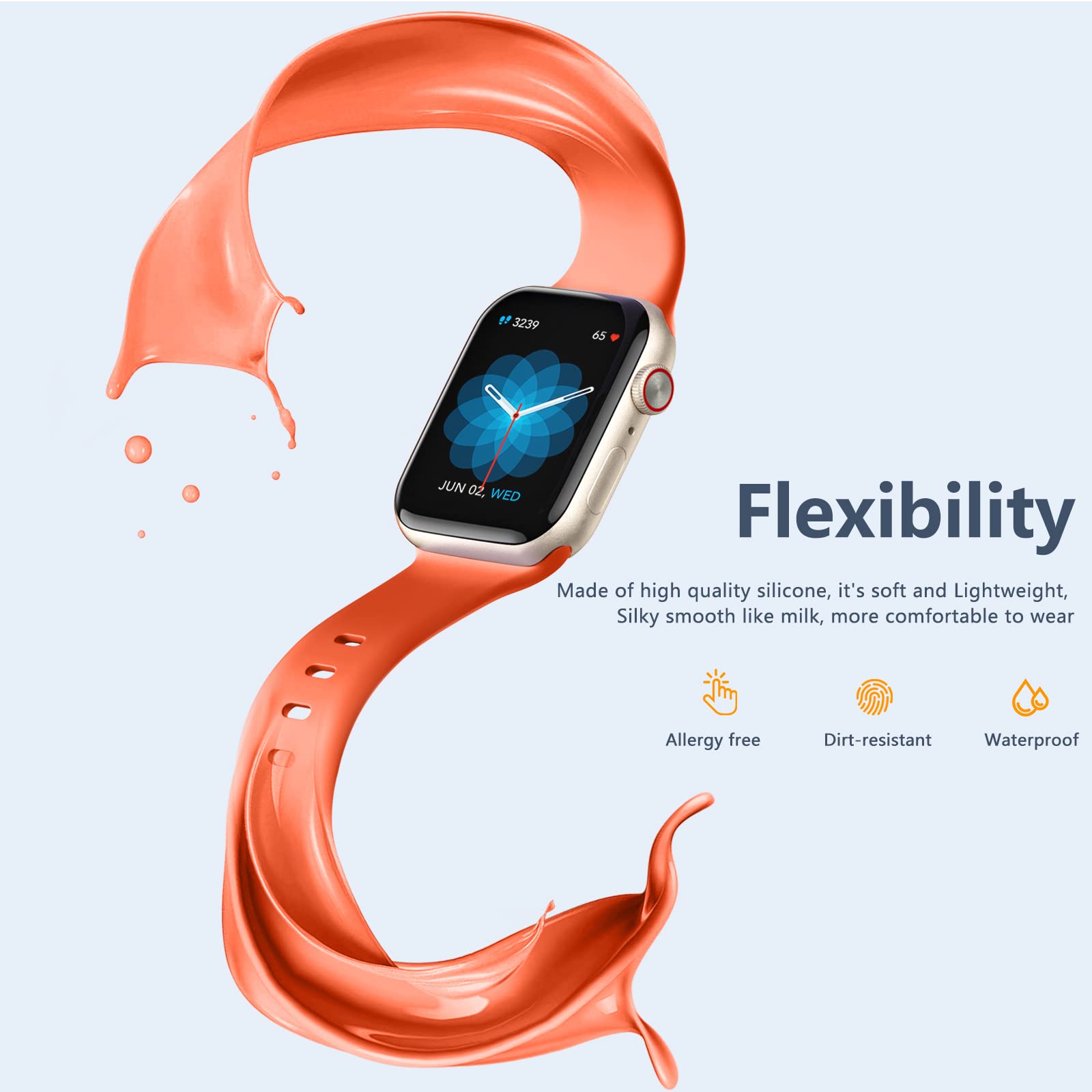 Daqin 8 Pack Compatible With Apple Watch Band 44Mm 45Mm 49Mm 49Mm 38Mm 40Mm 41Mm,Soft Silicone Sport Strap Replacement Wristband