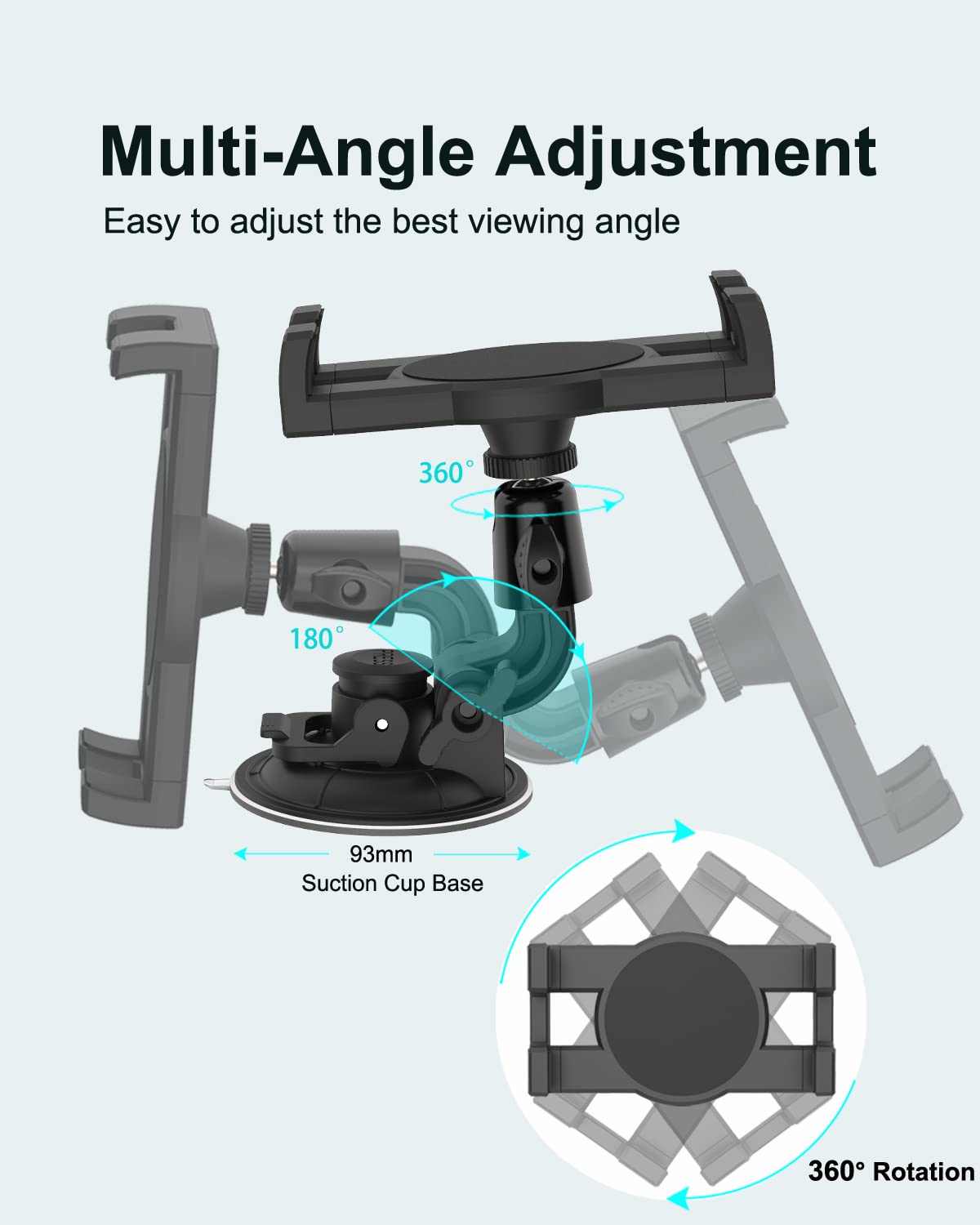 Dosvsi Windshield Car Tablet Mount, Heavy Duty Window Dashboard Tablet Holder, 95Mm Powerful Suction Mount For Ipad Pro 12.9 11