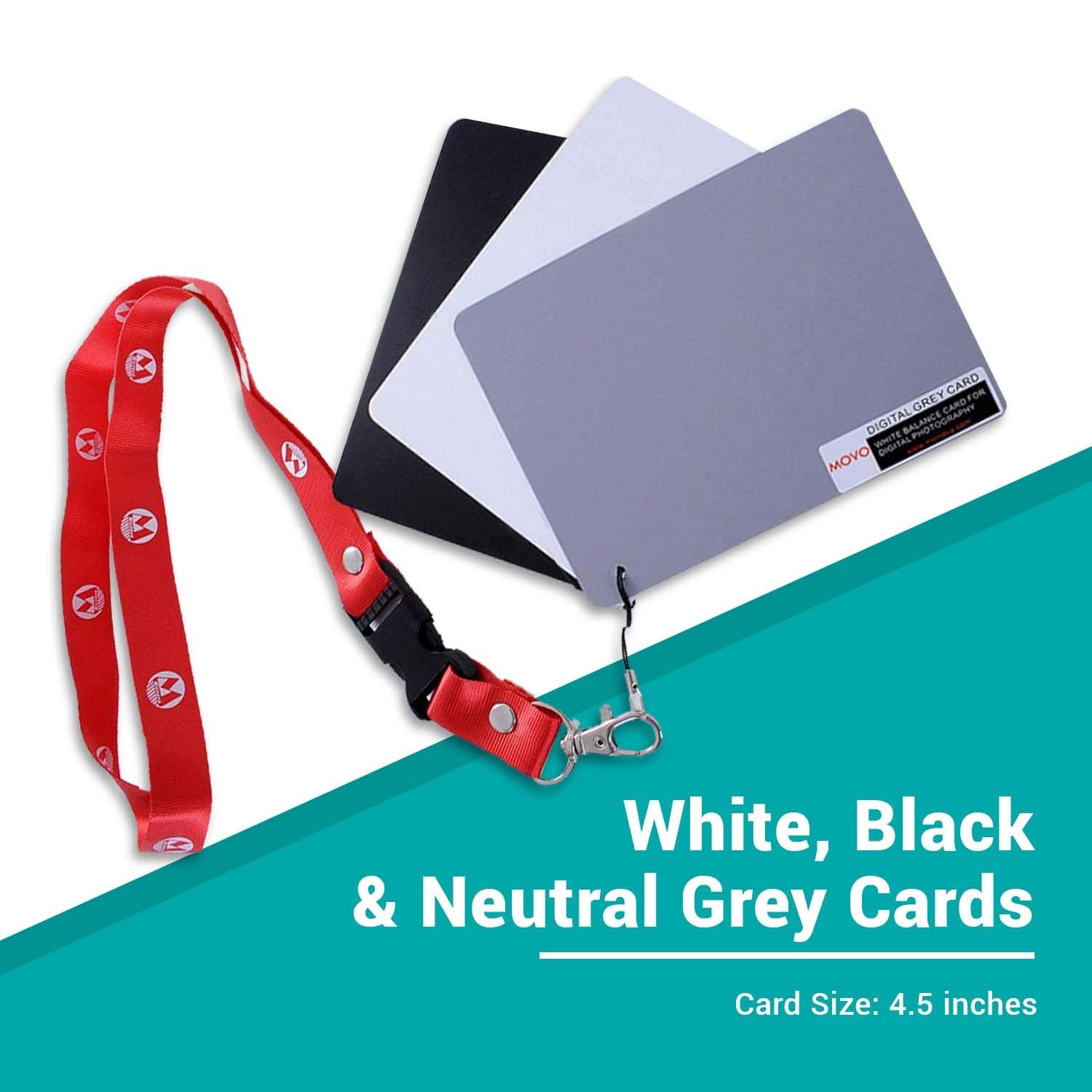 Movo Color White Balance Card Set GC-2 for Digital Photography 5x4 Index Card Sized