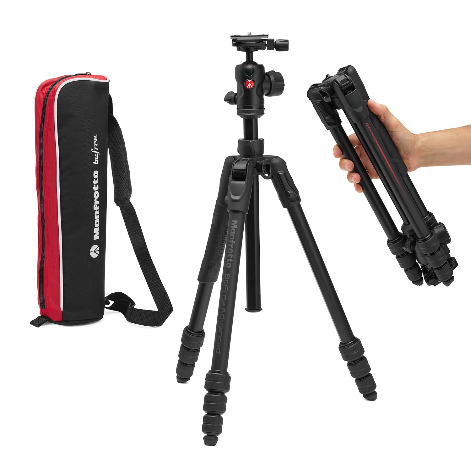 Manfrotto Befree Advanced AS, Camera Tripod, Twist Lock, Compatible with Arca-Swiss, Portableand Compact, Alumiium, Travel Tripo