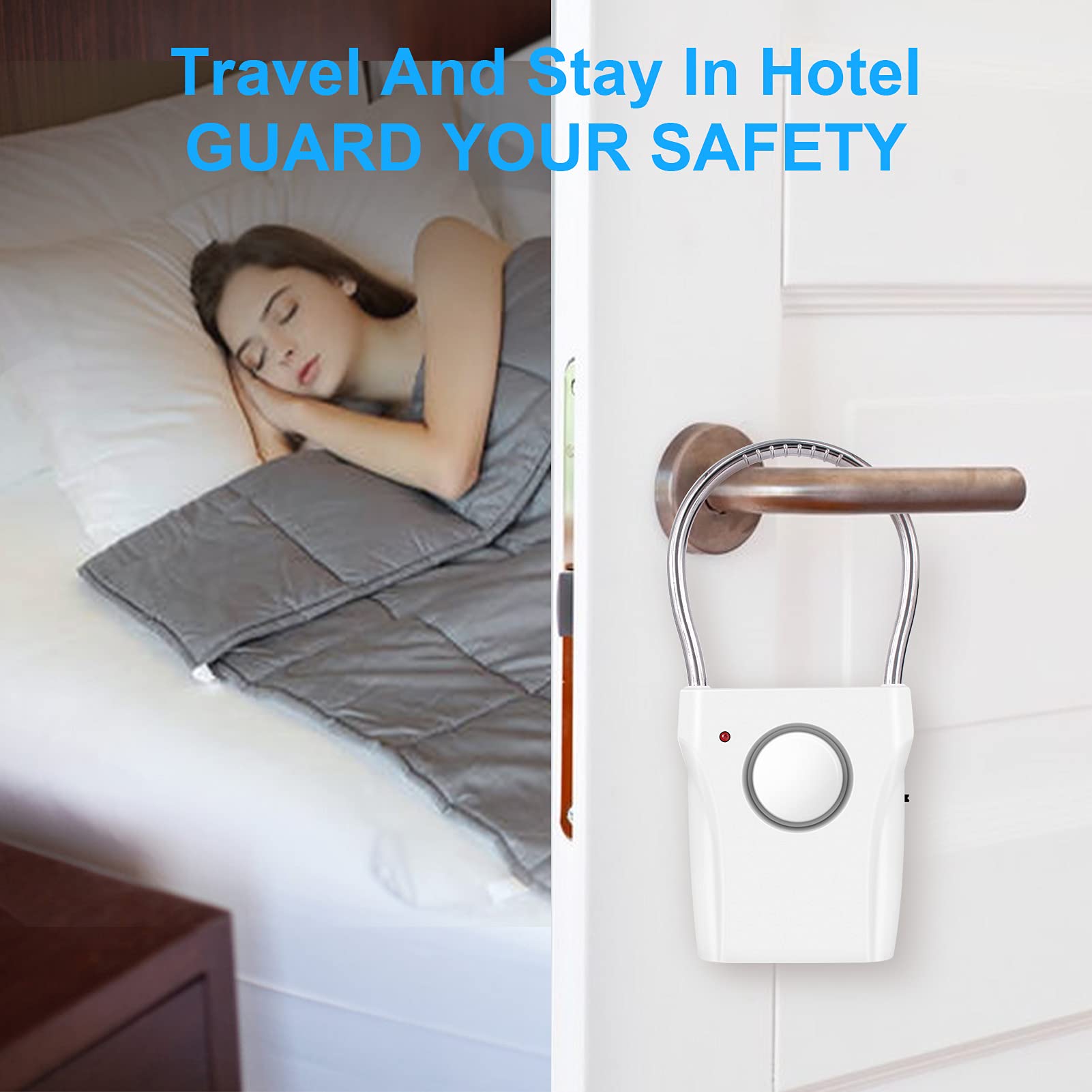 Jian Boland Door Handle Alarm  Door Alarms For Home Security With 120Db Audible Alarm Up To 500Ft   Vibration Triggered Security Alarm For Travel, Hotel, Apartment, And Home Security