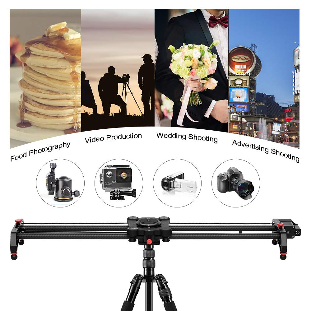 GVM Great Video Maker Motorized Camera Slider 48"/120CM Carbon Fiber Black for Time Lapse & Video