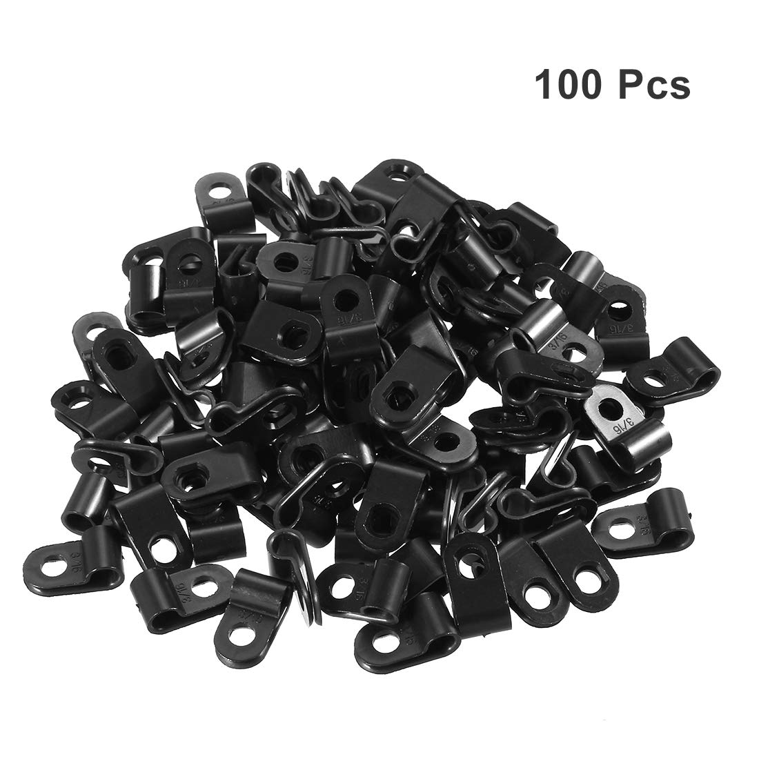 Uxcell 100Pcs Nylon R Type Cable Clamp Organizer Cord Clips For Wire Management 5Mm Black Cc 0.5