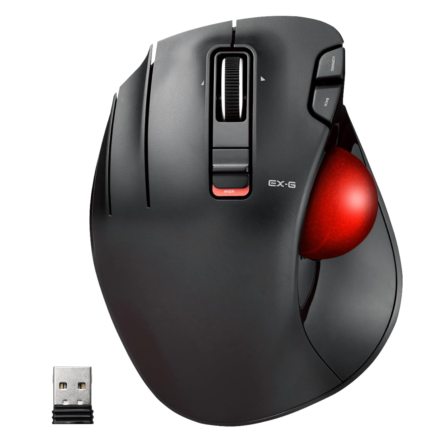 Elecom Ex G Left Handed Trackball Mouse, 2.4 Ghz Usb Wireless, Ergonomic, Thumb Control, Tracking Roller Ball, 6 Programmable Buttons, Tilt Scroll