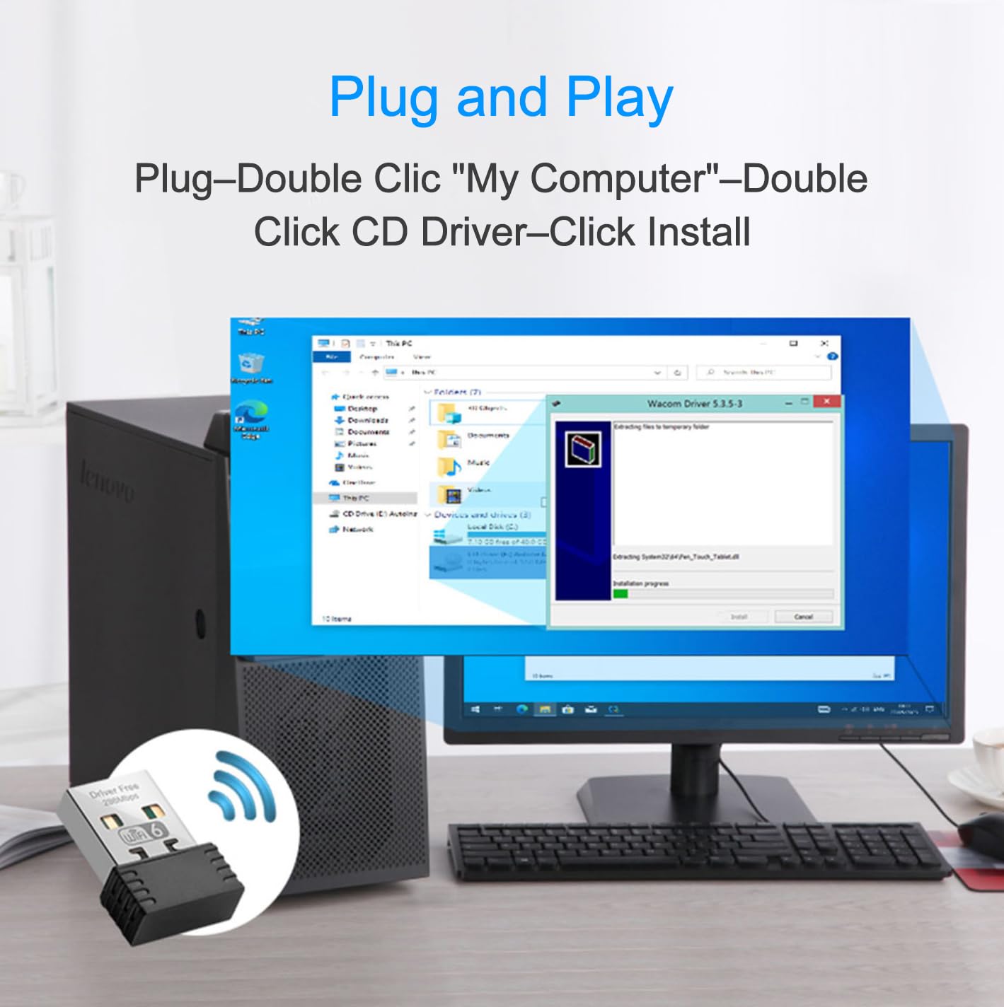 Ax300 Wifi 6 Mini Wifi Adapter,2.4Ghz Only,Driver Free Usb Wifi Dongle,Support Windows 7/8/10/11, Black, Wd Ax286