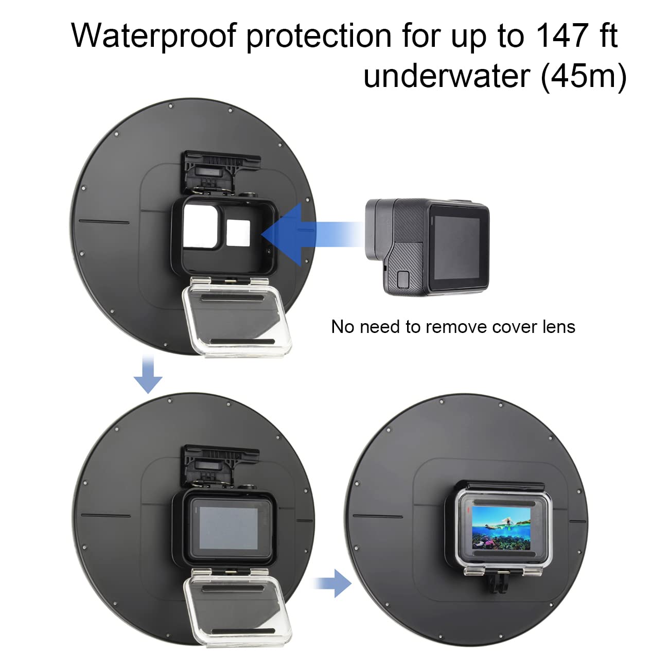 Soonsun Dome Port Lens For Gopro Hero 5 6 7 Black Silver White Hero (2018) With Waterproof Housing Case Trigger Floating Hand Gr