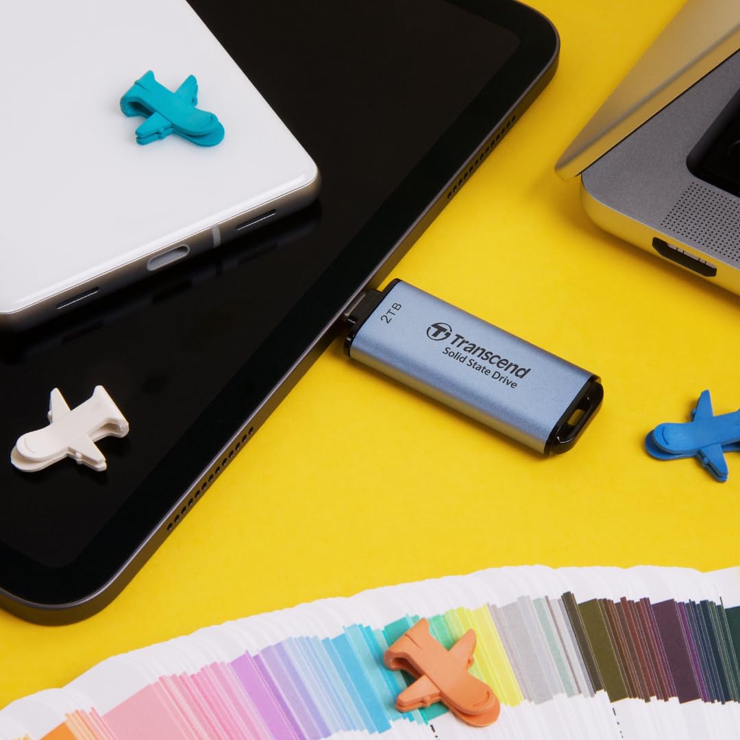 Transcend 512GB ESD300C, External Solild State Drive, Portable SSD, Compatible w/iPhone 4K ProRes, Up to 1050 MB/s,Type C, Sky Blue   TS512GESD300C