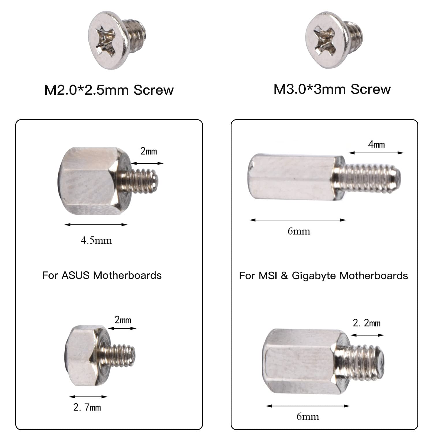 500Pcs M.2 Ssd Screw Kit, M.2 Standoff And Screw Kit For Asus Gigabyte Msi Asrock Motherboards, M.2 M2.5 M3 Ssd Mounting Screws