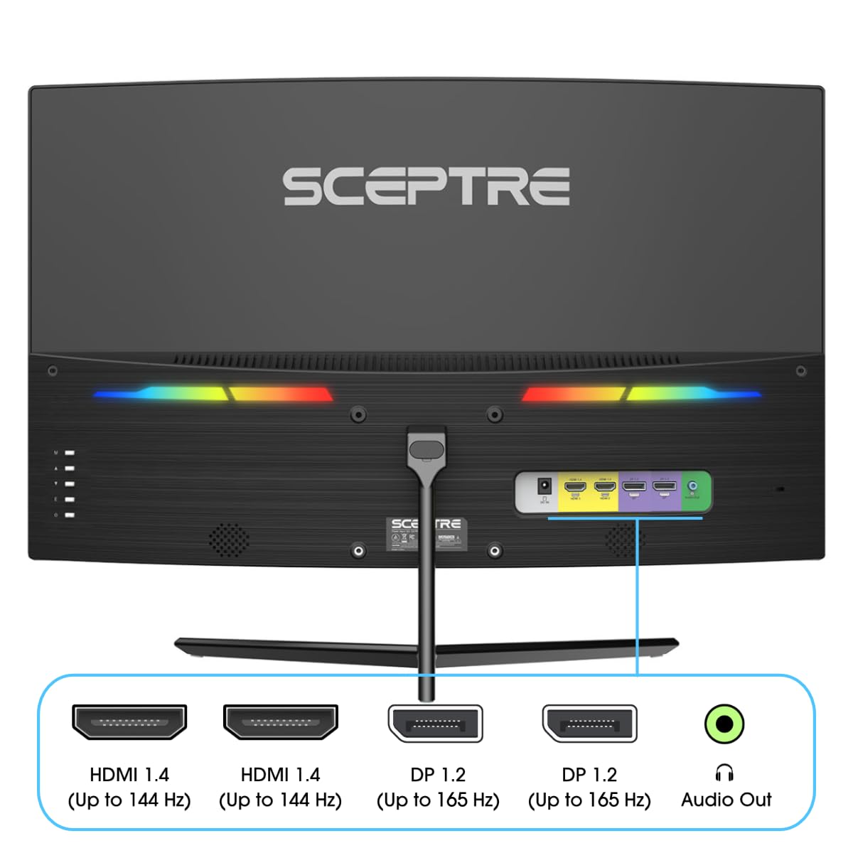 Sceptre 24 Inch Curved Gaming Monitor 1080P Up To 165Hz Displayport Hdmi 99% Srgb, Amd Freesync Build In Speakers Machine Black