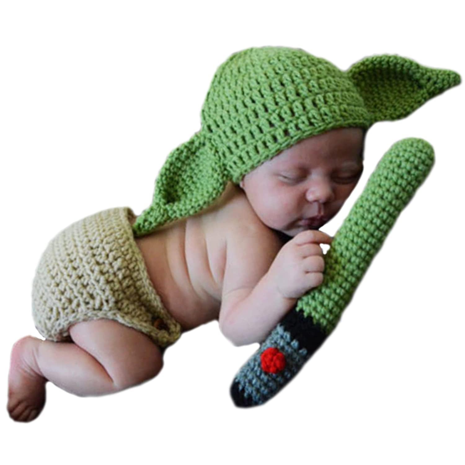 Spokki 3 Pcs Newborn Photography Prop Baby Hat Knit Handmade Cover Diaper Costume For Infant Boy Girl Princess Twins (0 6 Month)