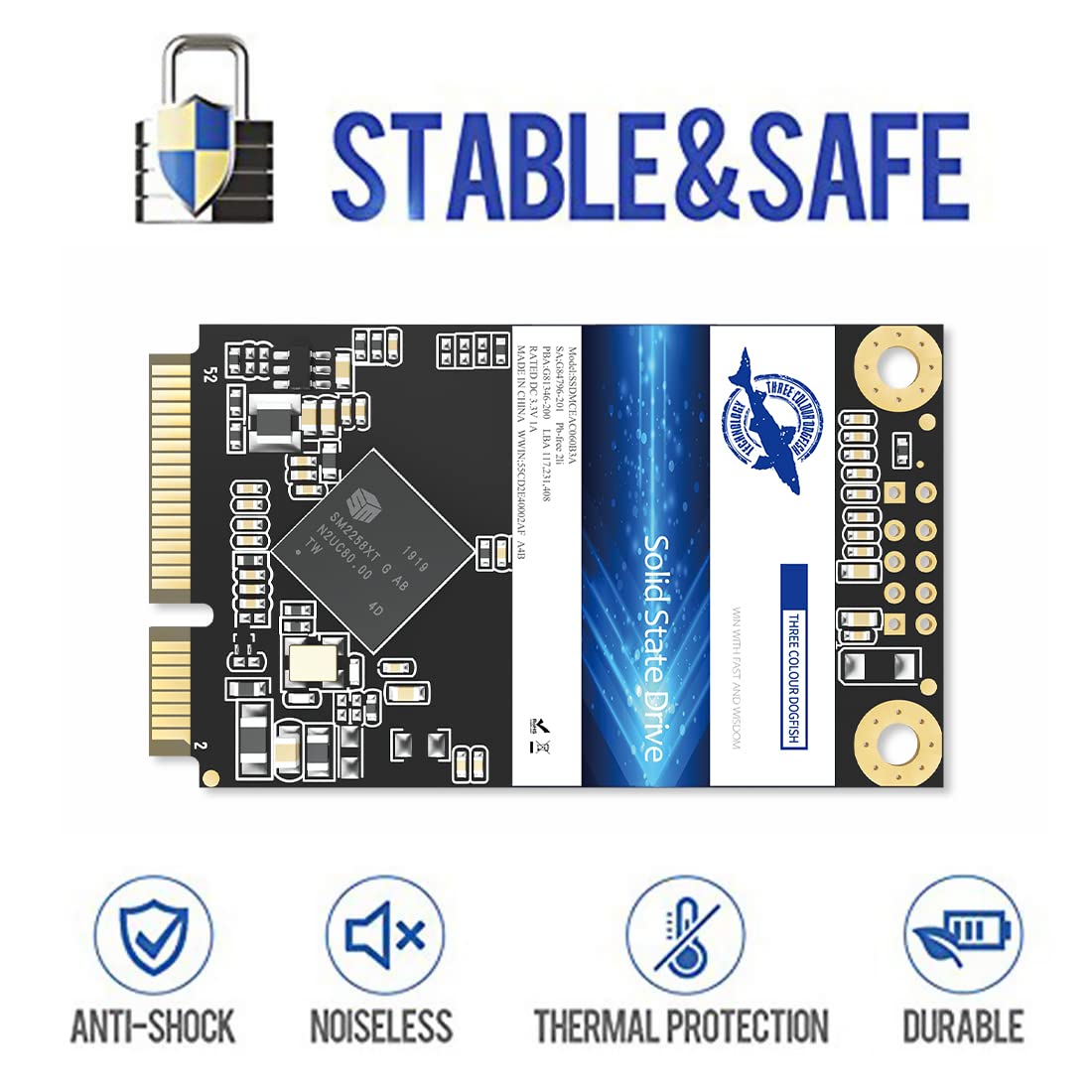 Dogfish Msata 128Gb Internal Solid State Drive Mini Sata Ssd Disk Drive High Performance Hard Drive For Desktop Laptop Notebook (Msata, 128Gb*5 Pack)