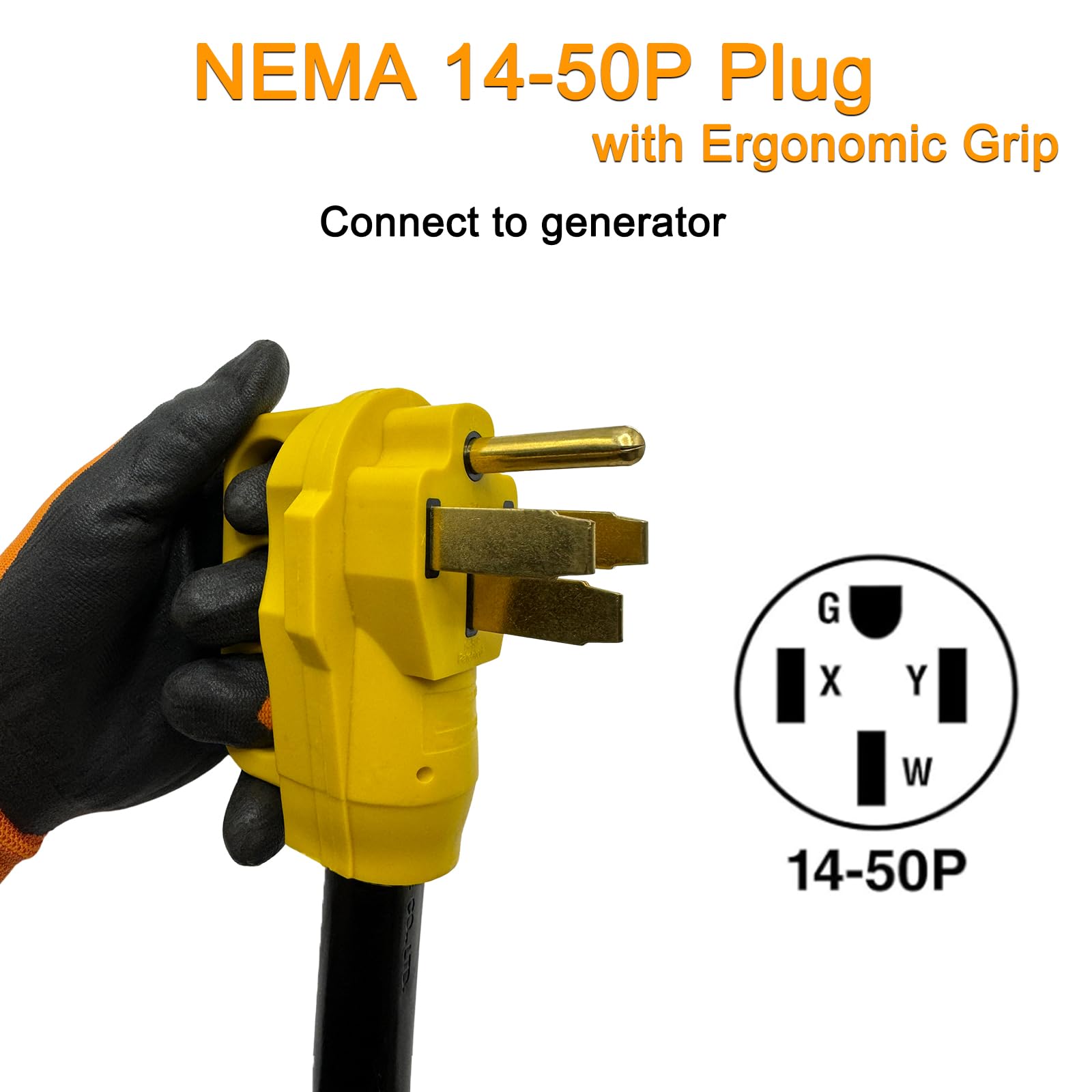 Suplevel 6 Awg Welder Adapter Cord 10 Ft, Heavy Duty Nema 14 50P Male To 6 50R Female Extension Cord, Stw 6Awg/3C 50 Amp 250 Vol