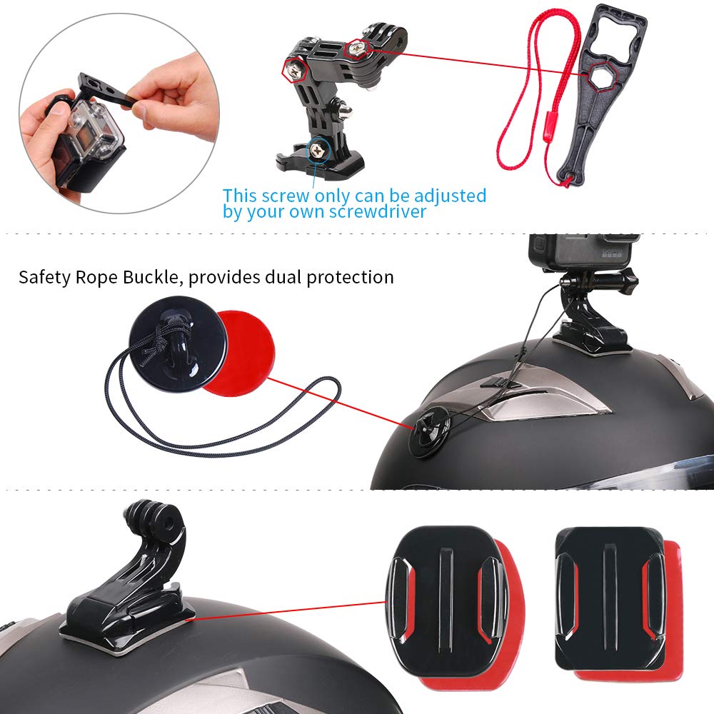 Motorcycle Helmet Chin Mount Kit Compatible With Gopro Hero 12 Black, Hero 11/10/9/8/7 (2018) And More Action Cameras (Motorcycl