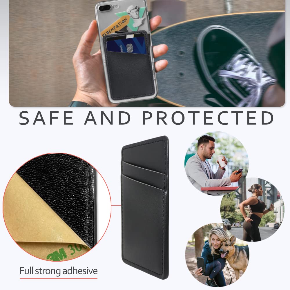 Phone Wallet Stick On, Leather Phone Card Holder, Credit Card Holder For Phone Case Compatible With Iphone, Samsung And Android