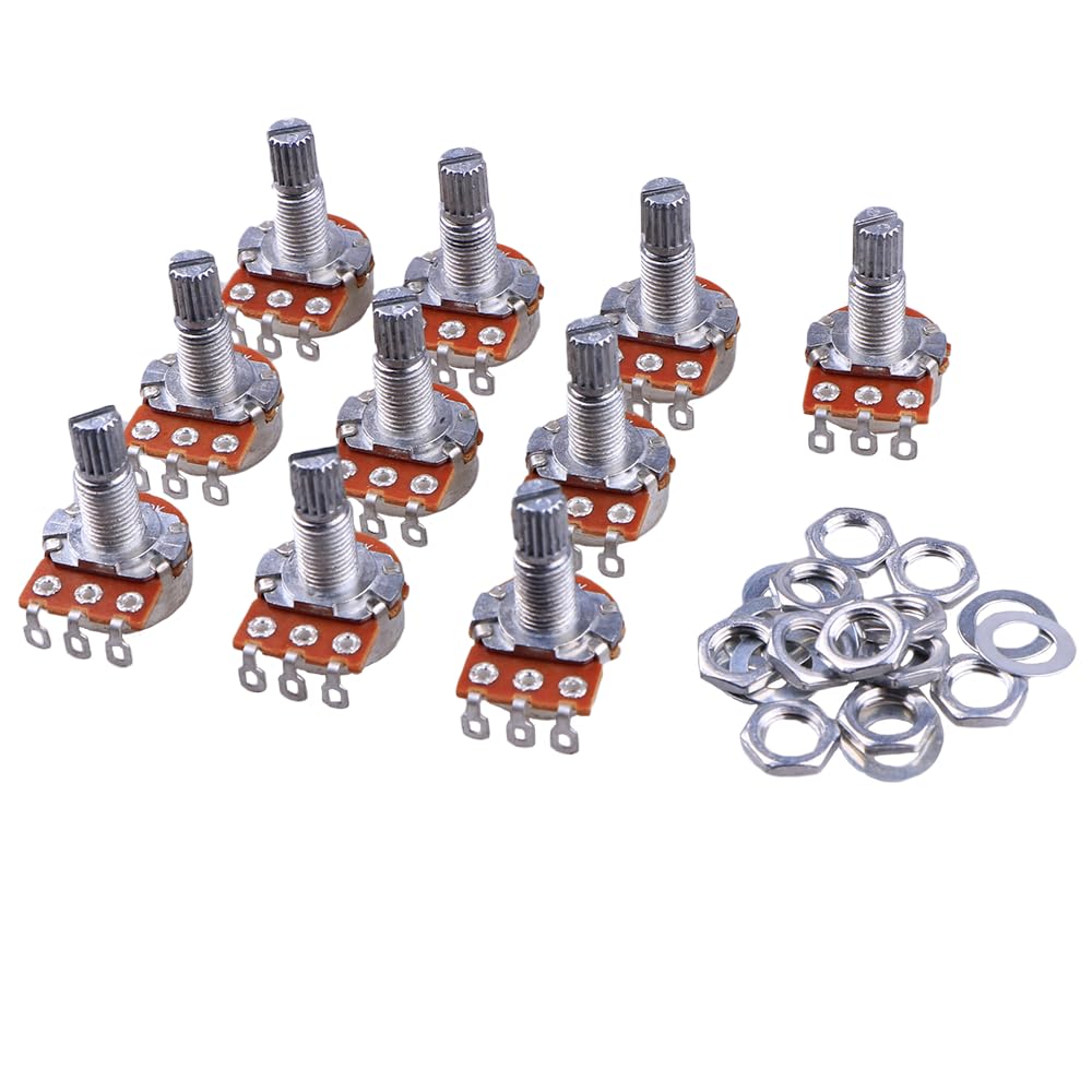10Pcs Guitar & Amp Potentiometer, 500K Audio, Knurled Split Shaft
