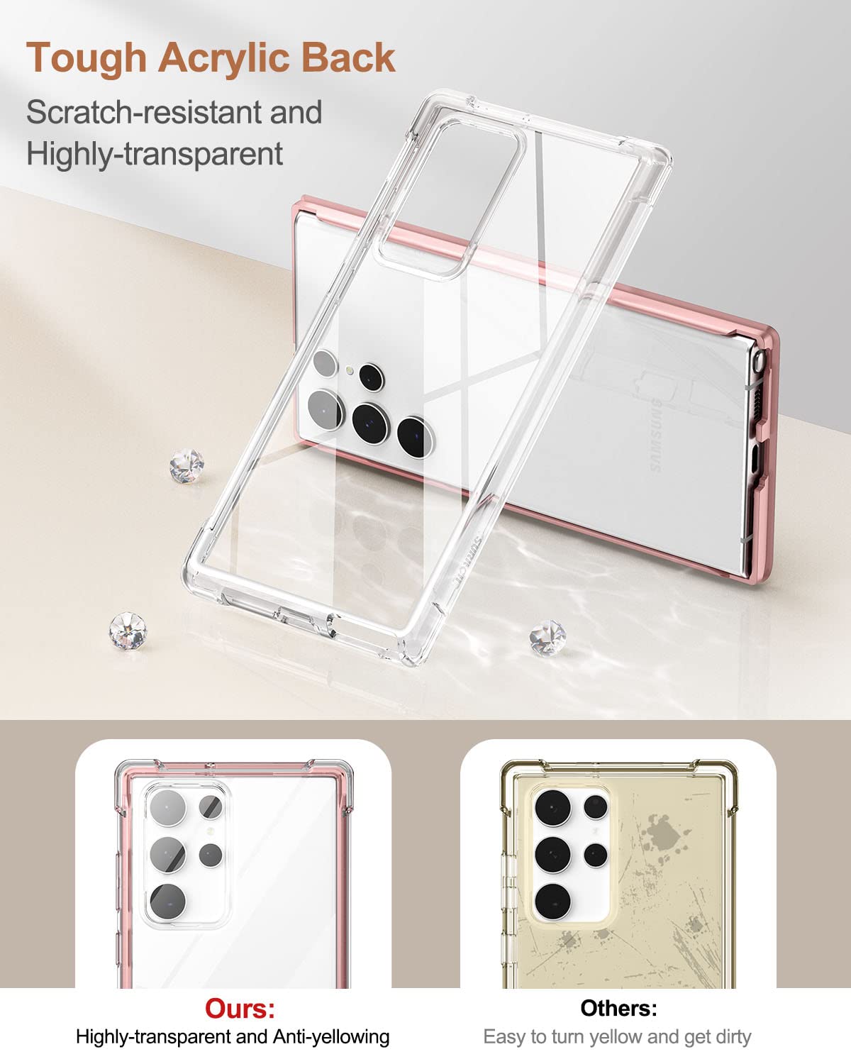 Suritch For Samsung Galaxy S22 Ultra Clear Case 6.8'' (Only), [Built In Screen Protector] Full Body Protective Hard Shell+Soft T