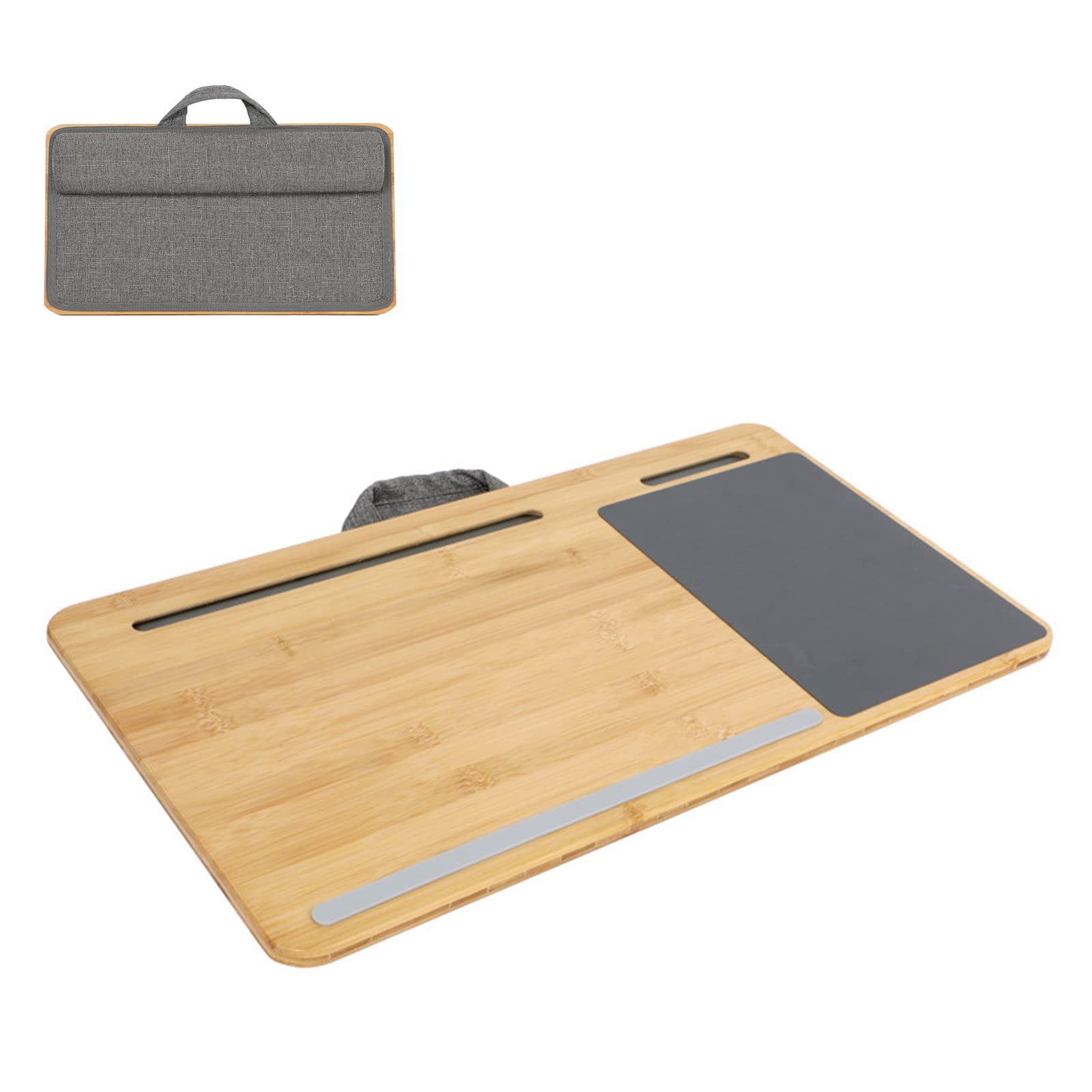 Sumisky Laptop Lap Desk With Cushion Protable Laptop Desk With Handle Tablet Support Phone Holder And Mouse Pad Oversized Bamboo
