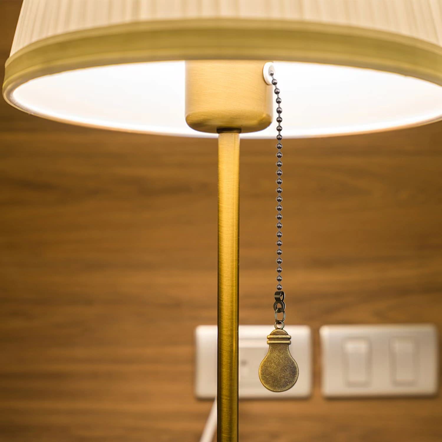 Dotlite 2Pack Metal Fan Light Pull Chains,3Mm Diameter Beaded Decorative Ceiling Fan Pull Chain Pendant Extension,12In Fan And B