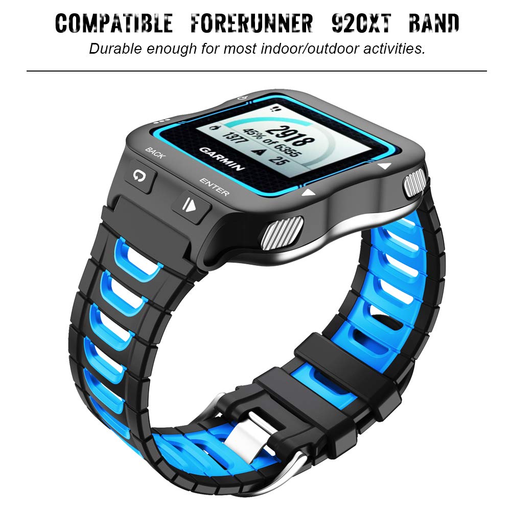 Ancool Compatible With Garmin Forerunner 920Xt Bands Soft Sport Watch Band Replacement For Forerunner 920Xt Smartwatch, Black/Bl