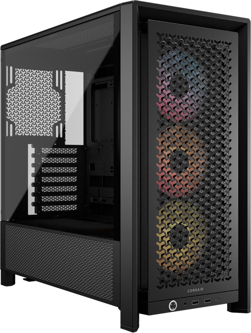 CORSAIR 4000D RS ARGB Frame Modular Mid-Tower ATX PC Case - High Airflow, 3X Pre-Installed RS ARGB Fans, InfiniRail Fan Mounting