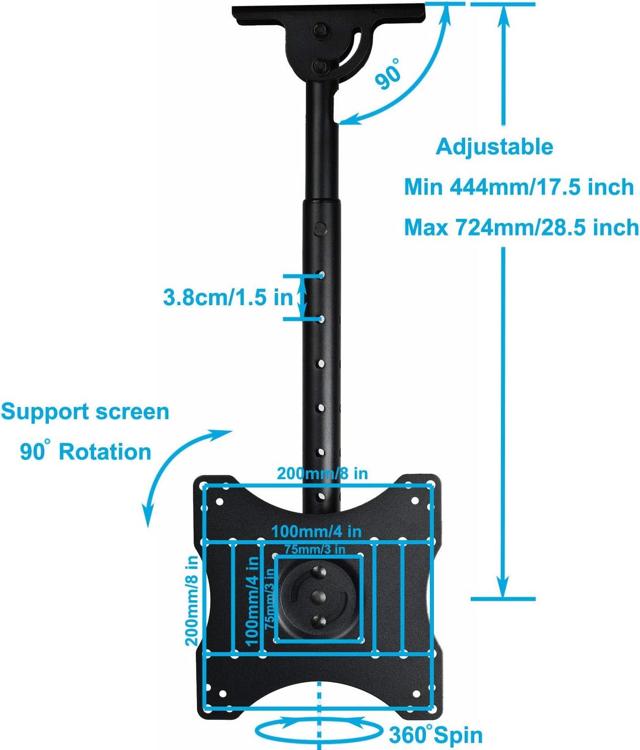 Videosecu Tv Monitor Ceiling Mount Tilt Swivel Lcd Uhd Fits Most 32- 40 Lcd Led Flat Panel Display Max Vesa 200X200 Mm Max Loadi