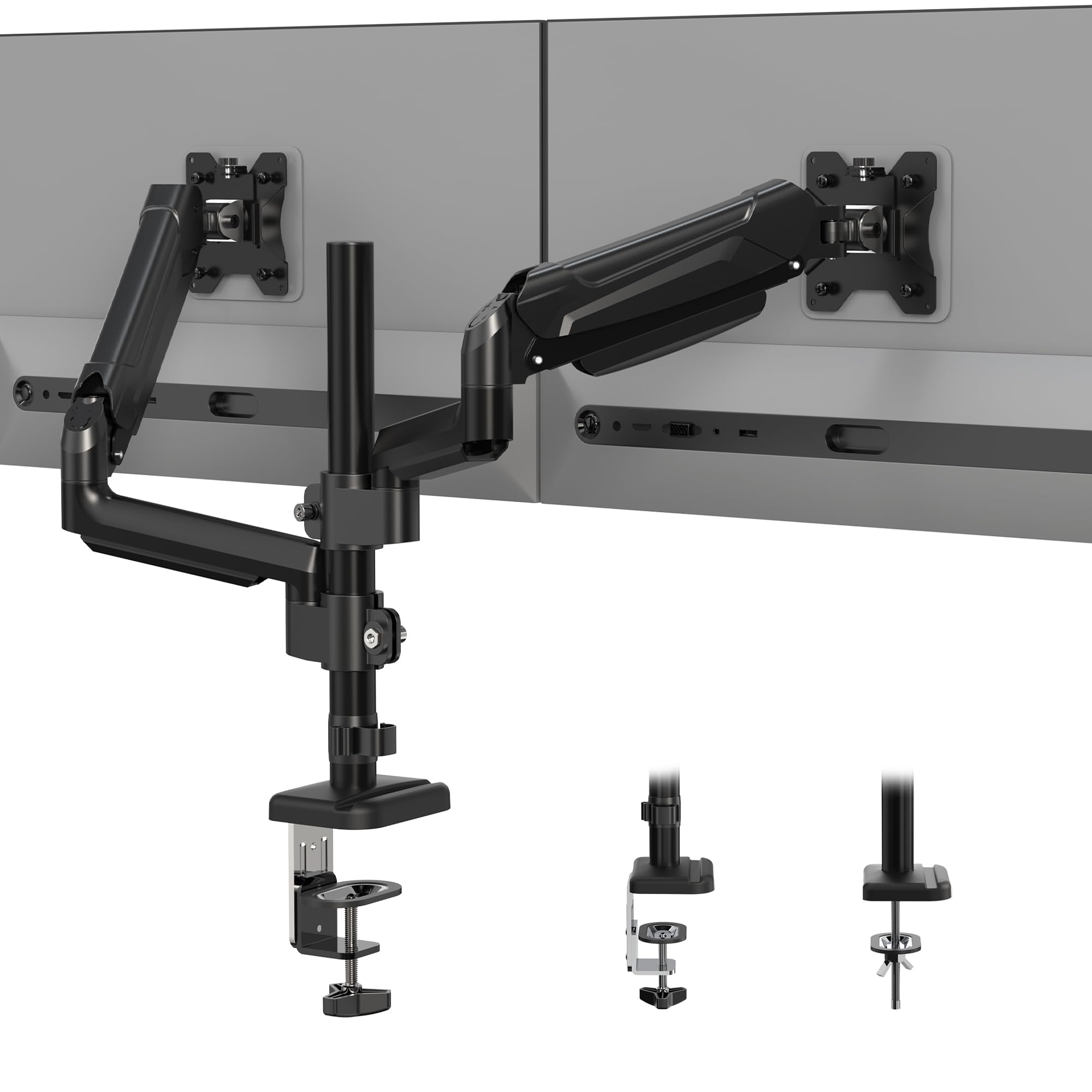 Bontec Dual Monitor Mount For 13 32 Inch Screens, Tall Computer Monitor Stand, Adjustable Gas Spring Monitor Arm With Tilt, Swiv