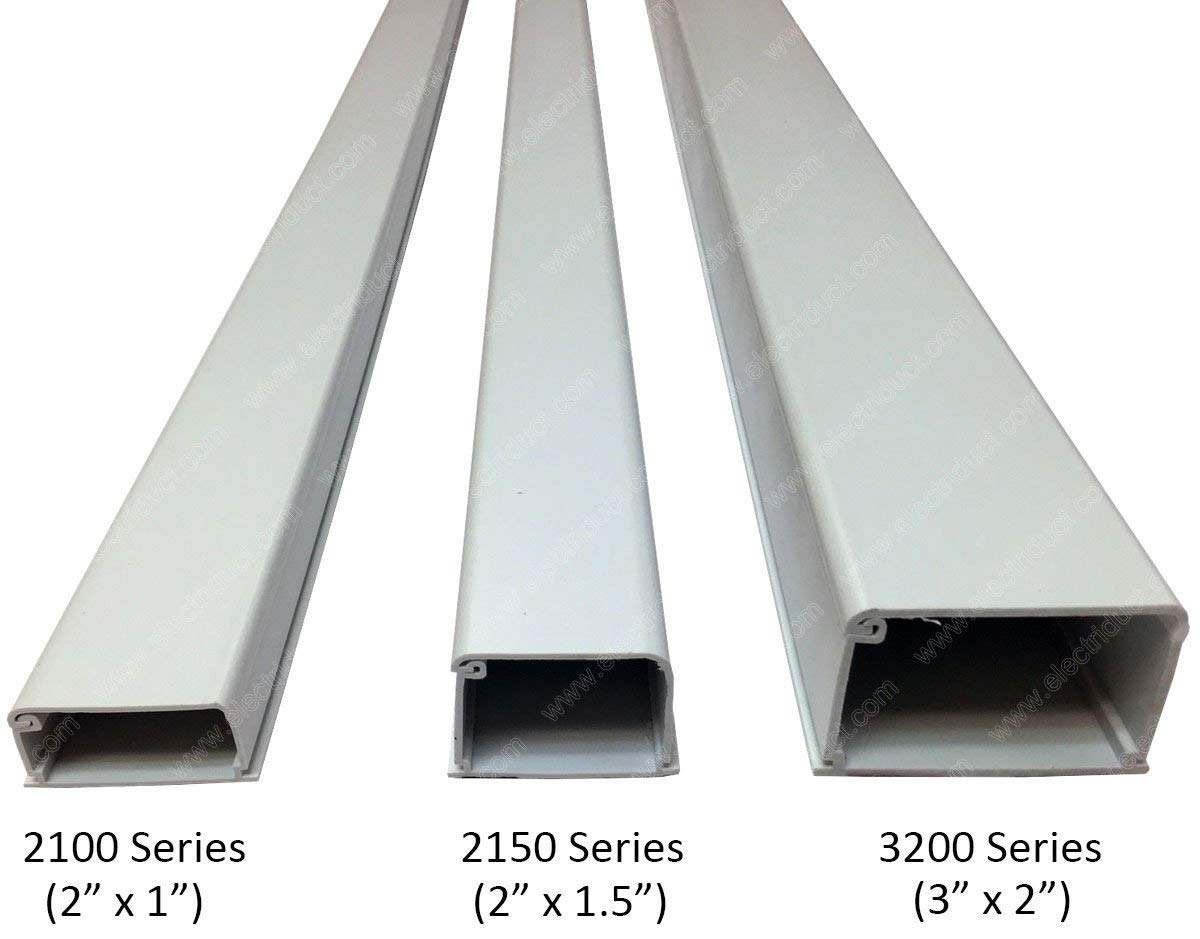 Electriduct 2150 Series Latching Cable Raceway   2'' X 1.5'' Channel Size   3 Sticks   5 Feet Long (15 Feet Total)   Black