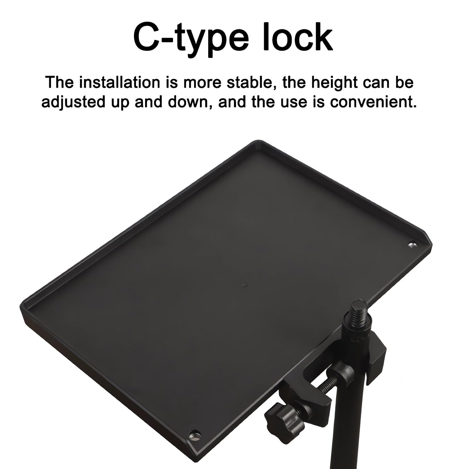 Rtnlit Microphone Stand Tray, Clamp On Firm Rack Tray Holder With 4.5 Pound Weight Capacity Adjustable Mic Stand Shelf For Live