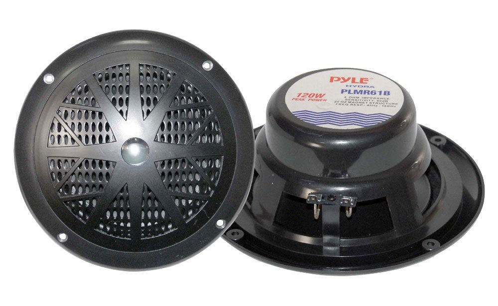 Pyle 6.5 Inch Dual Marine Speakers - 2 Way Waterproof and Weather Resistant Outdoor Audio Stereo Sound System with 120 Watt Powe