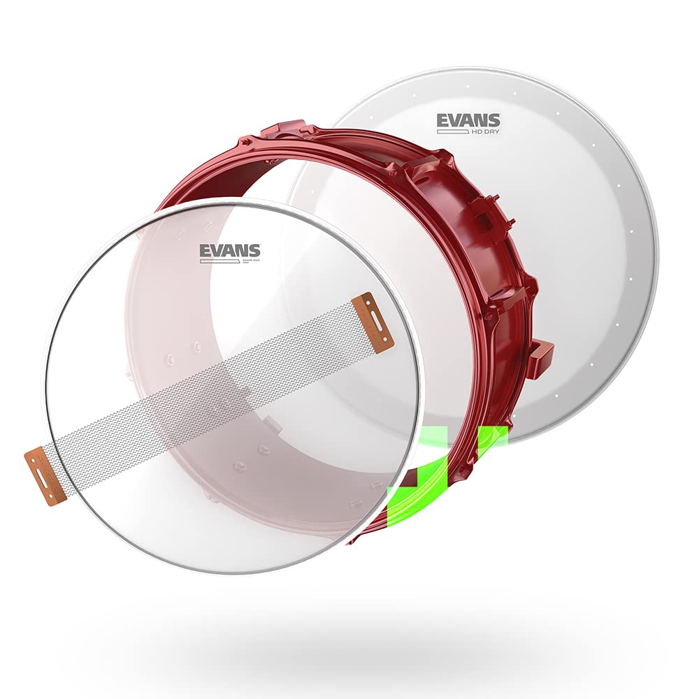 Evans Snare Drum Tune Up Kit   14 Inch Snare Drum Heads   Hd Dry And Clear Resonant Drumheads   Eq Pods   Snare Wires   Drumstic
