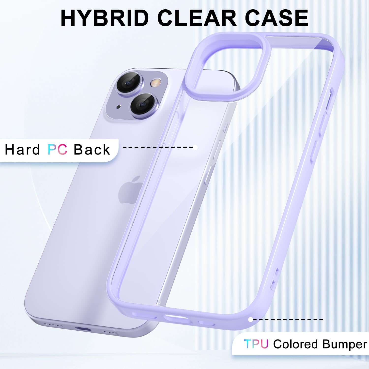 Loeoel For Iphone 14 Plus Case Clear, Transparent Hybrid 14 Plus Phone Case [Hard Plastic & Soft Silicone Bumper] Acrylic Non Ye