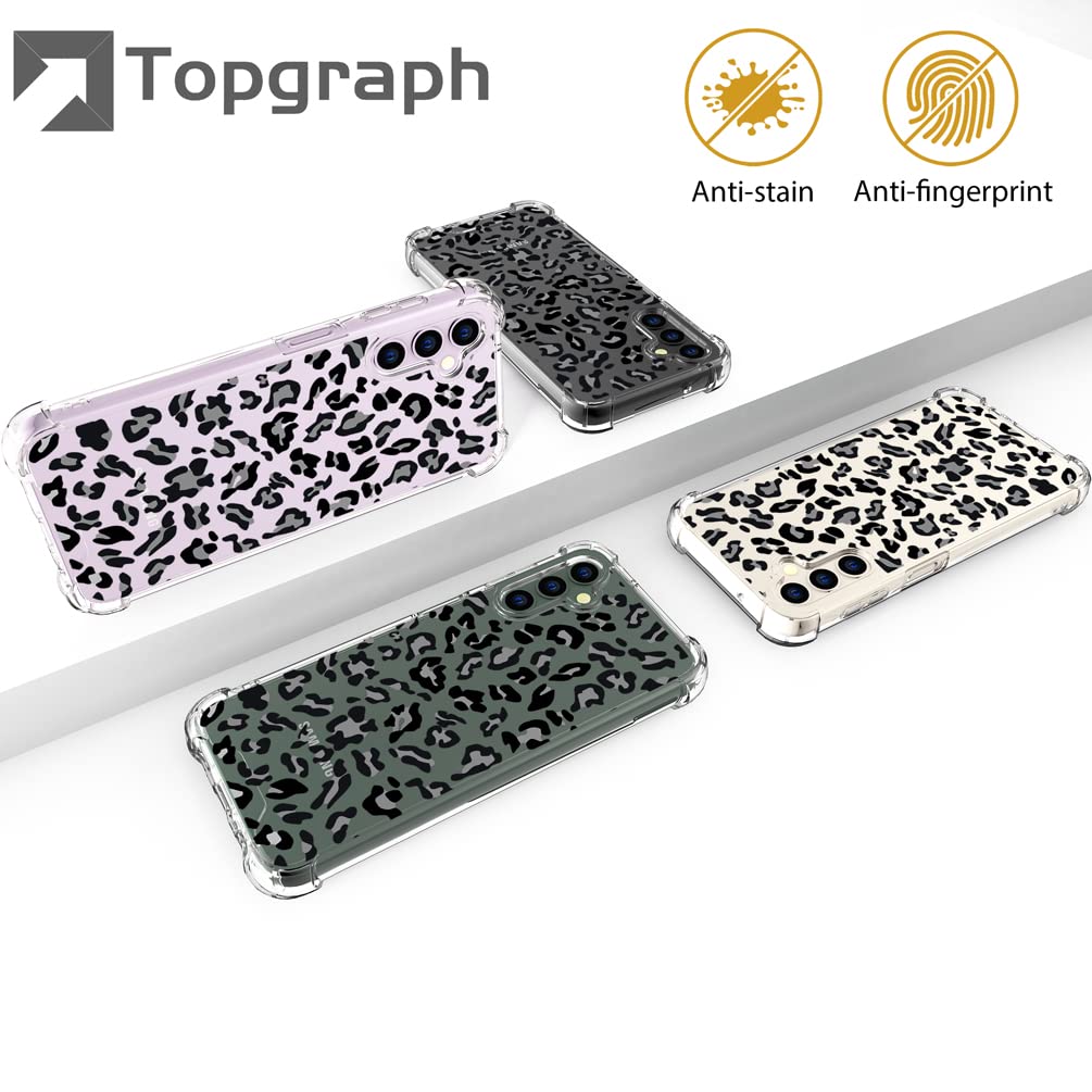 Topgraph Case Leopard Cheetah Cute Clear For Women Girly Designer Girls For Galaxy S23+ Plus, Cute Transparent Phone Case Leopar