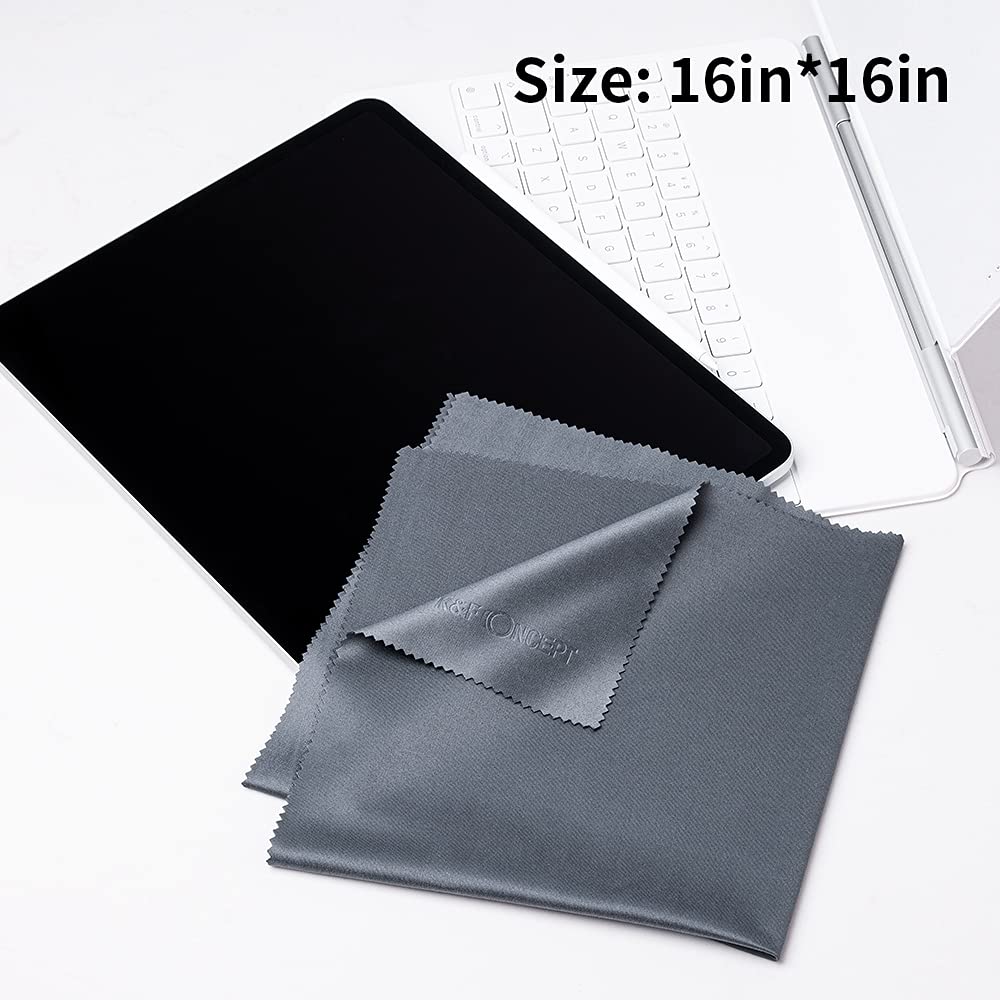 4 Pack 16''X16'' Extra Large Microfiber Cleaning Cloths, K&F Concept Oversized Microfiber Cloths For Tv Screen, Electronics, Laptops, Telescope, Computers, Eyeglasses, Gray