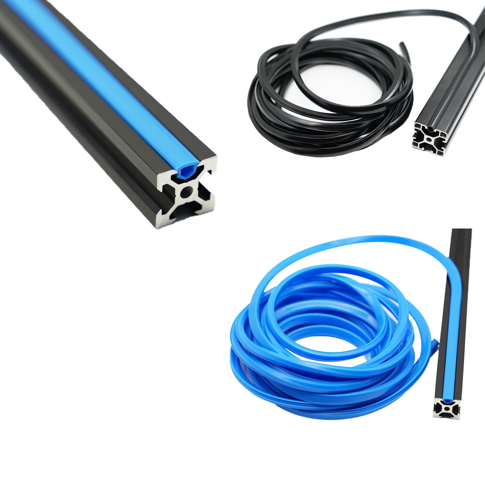 Iverntech 4Pcs 1000Mm 2020 V Slot Aluminum Extrusion 39.37 Inches Black Aluminum Profile European Standard Anodized Linear Rail