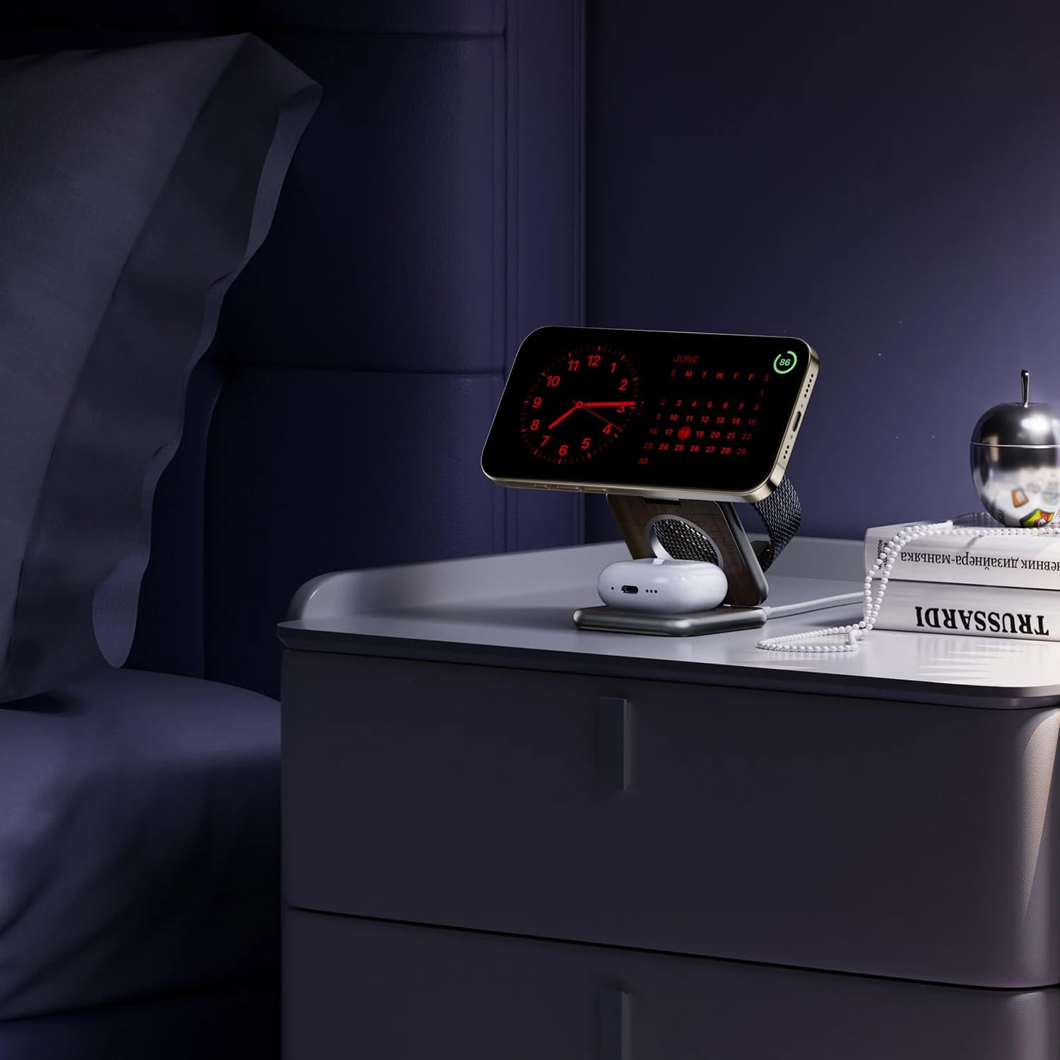 Ku Xiu X40Q Qi2 Certified 3-In-1 Wireless Charging Station, 15W Foldable Wireless Charger For Iphone 16/15/14/13/12, 5W Fast Cha