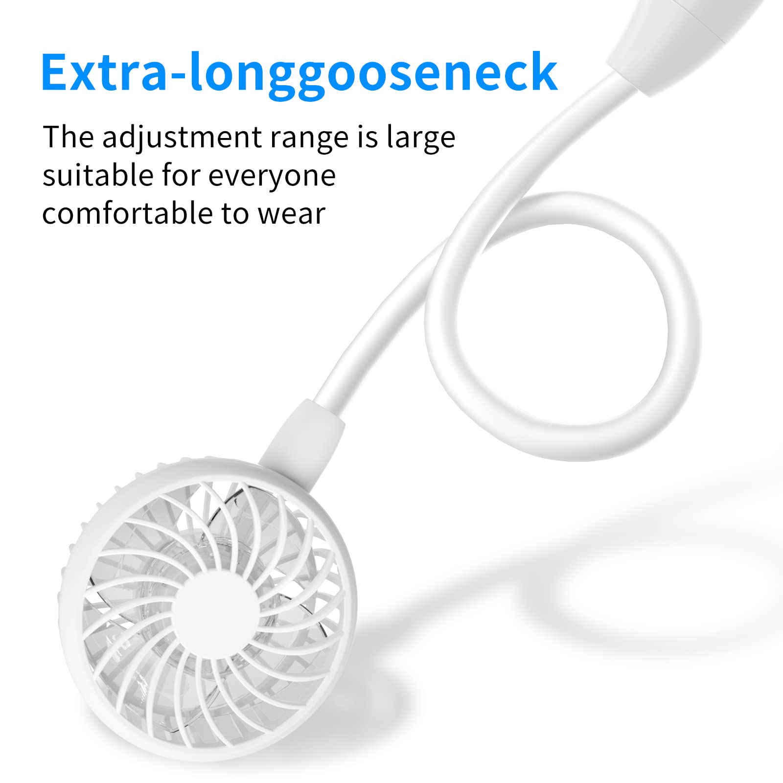 Handfan 2600Mah Portable Neck Fan Rechargeable, Wearable Personal Fans For Neck, Hands Free Necklace Fan Battery Operated, Neck