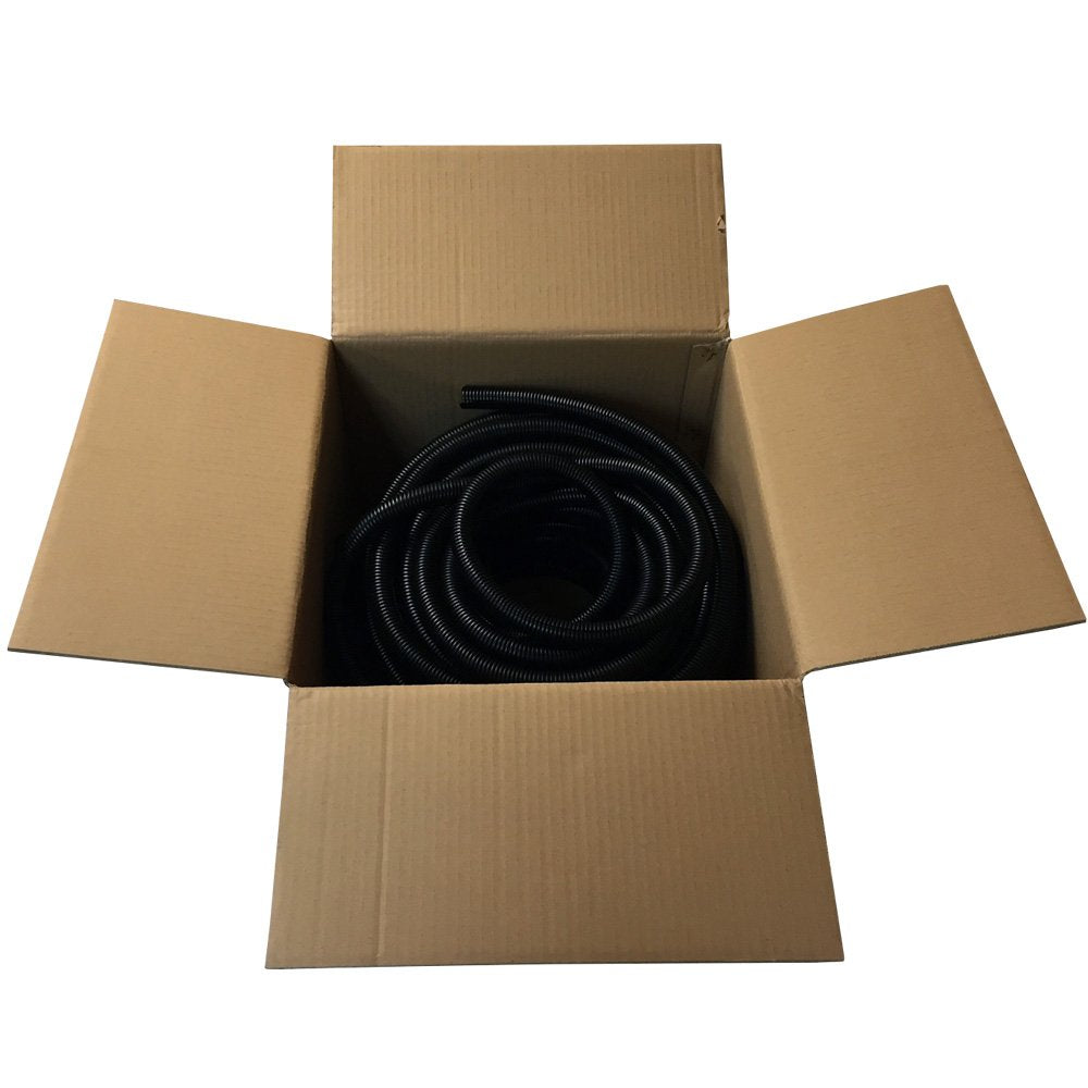 Electriduct Split Wire Loom Tubing Polyethylene Corrugated Flexible Conduit   2'' Diameter   5 Feet   Black