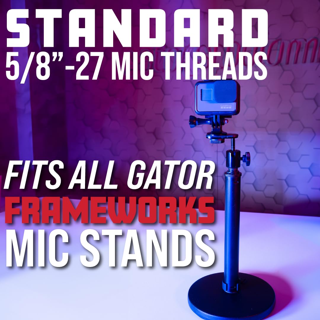 Gator Frameworks Camera Mount Mic Stand Adapter With Ball And Socket Head (Gfw Mic Camera Mt)