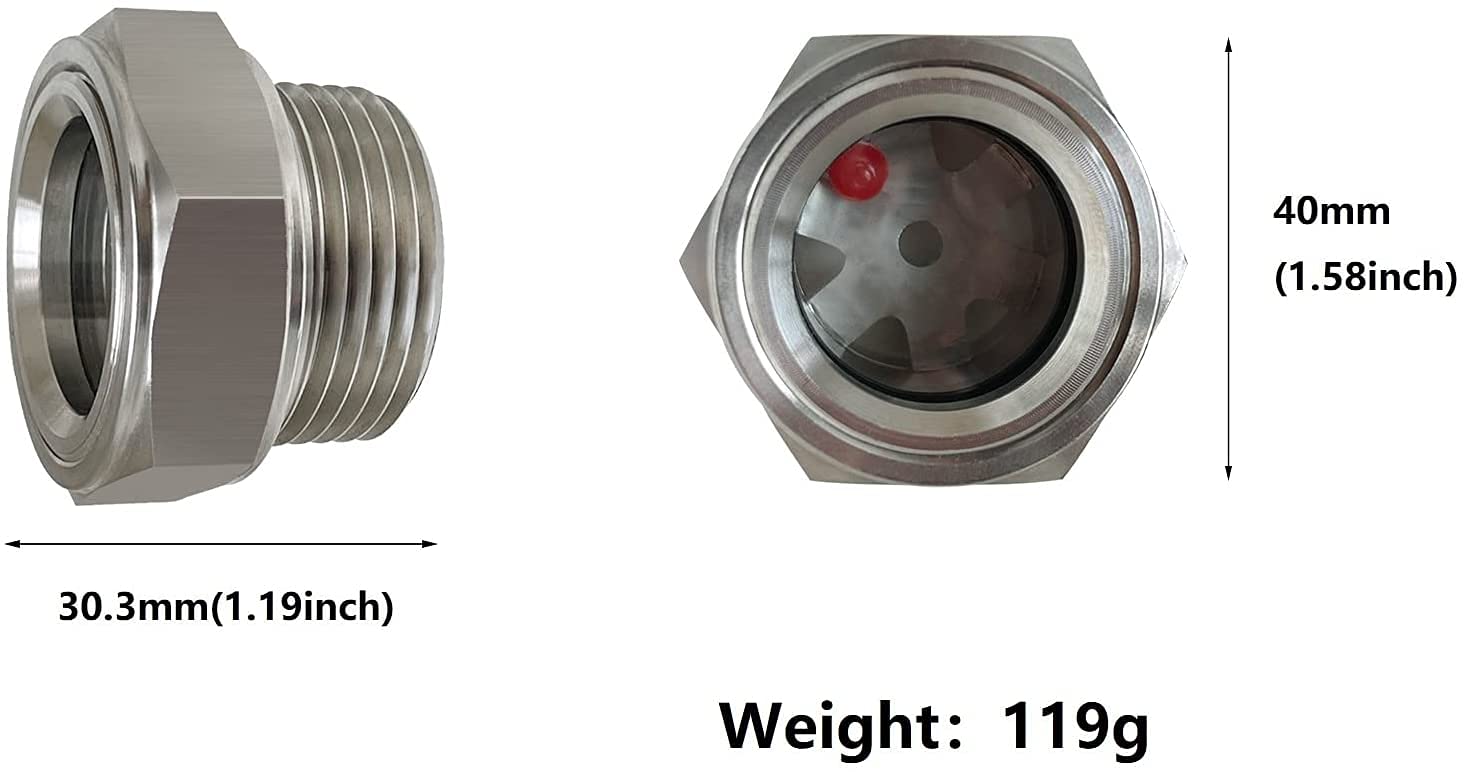 1'' Npt Male Threaded Stainless Steel Sight Glass Oil Liquid Level Gauge Oil Indicator Window Hydraulic Tank Sight Glass For Pum