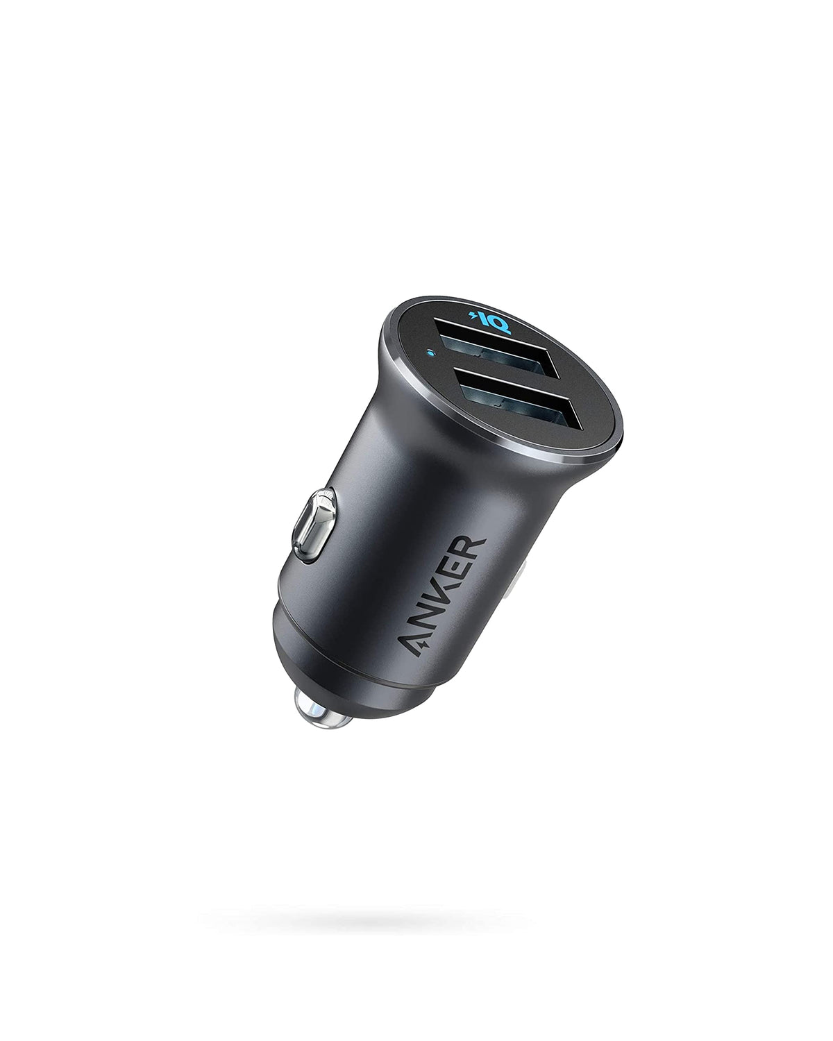 Anker 320 Car Charger (24W Ii), Mini Aluminum Alloy Dual Usb With Blue Led For Iphone 14 13 12 Pro Max Mini X Xs Xr, Ipad Proair