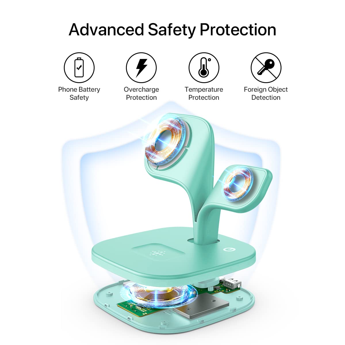 Exw Charging Station, Magnetic Wireless Charger, 5 In 1 Fast Mag Safe Wireless Charger Stand For Iphone 16,15 14,13,12 Pro/Max/M