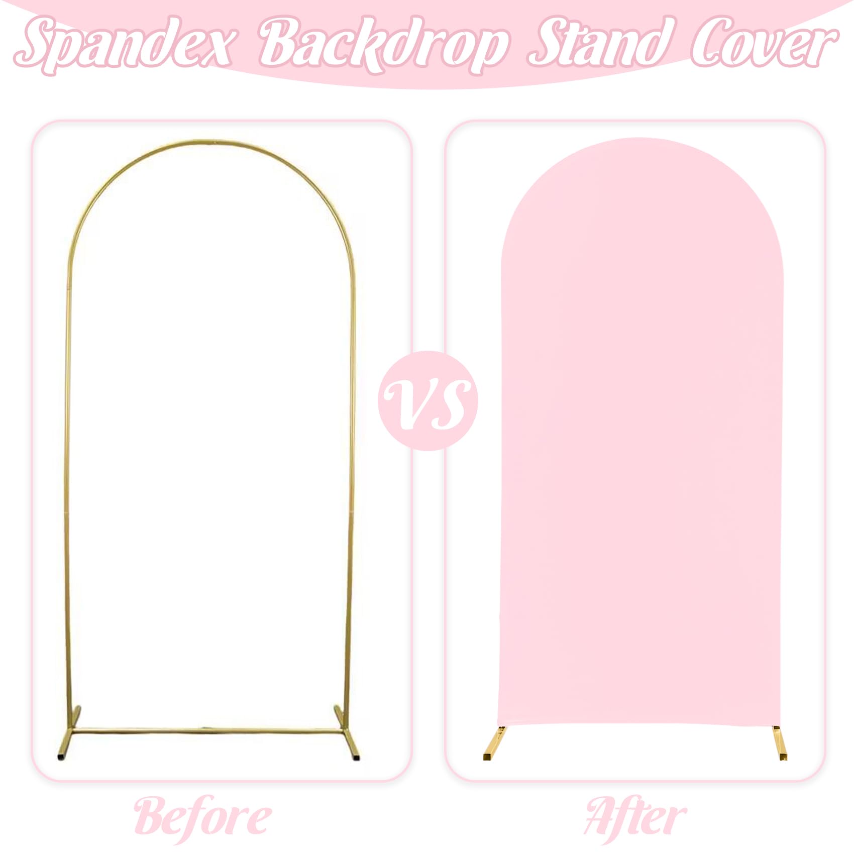 Spandex Fitted Wedding Arch Cover 6.6Ft Pink Arch Backdrop Cover, Round Top Chiara Backdrop Stand Covers For Wedding Birthday Pa