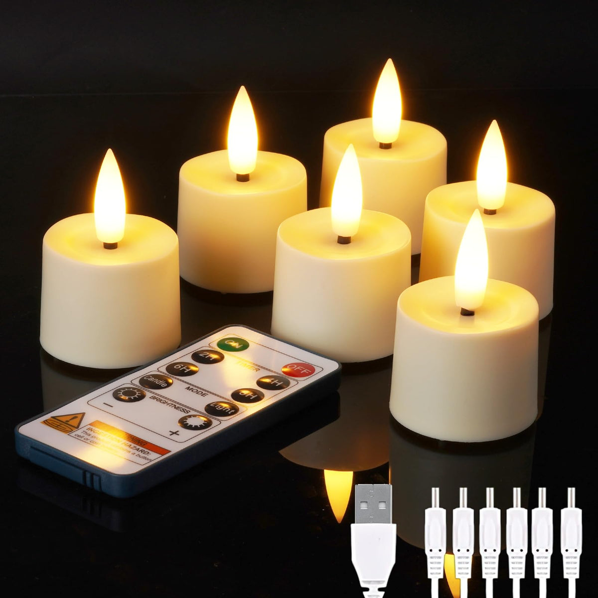 Beichi Rechargeable Candles, Tea Lights Candles Battery Operated With Remote, Flameless Votive Candles With 2/4/6/8H Timer Flick