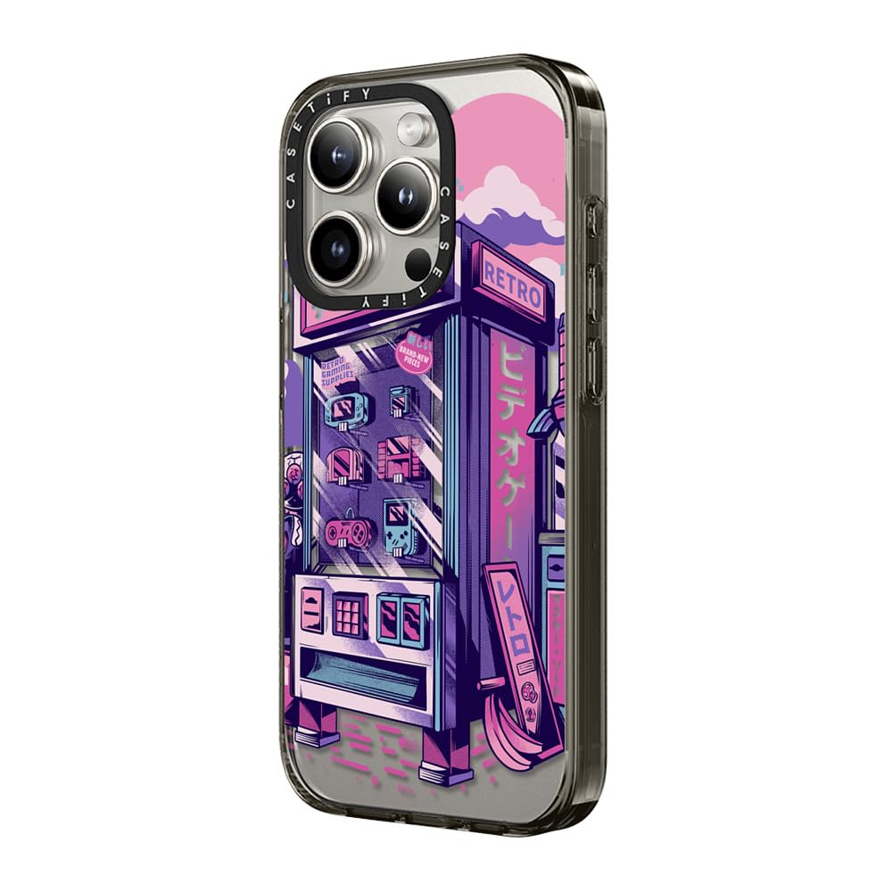 Casetify Compact Iphone 15 Pro Case [2X Military Grade Drop Tested / 4Ft Drop Protection]   Retro Vending Machine   Clear Black