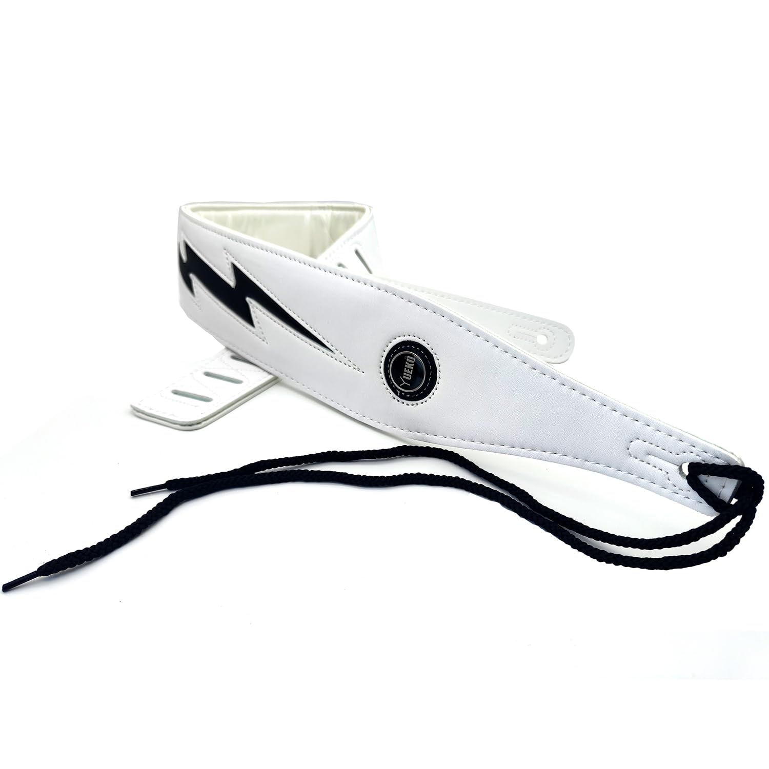 Yueko Cool Lightning Pattern Guitar Strap For Electric Guitar/Bass (White)